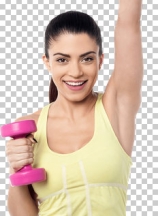 Fitness woman working out with dumbbells